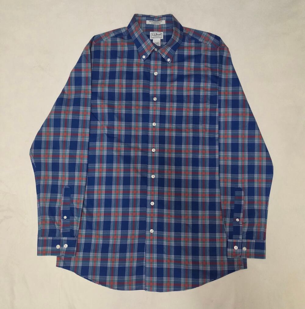 L.L. Bean Wrinkle Resistant Kennebunk Sport Shirt Men's Large Tall L-Tall Plaid